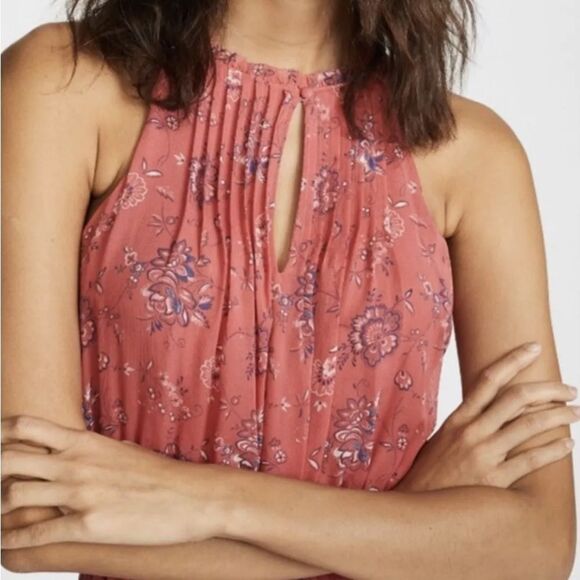 JOIE CHARACTER Silk Sleeveless MIDI Dress Strawberry Paisley Sz M Bohemian Boho - Picture 2 of 12